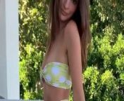Emily Ratajkowski in yellow poka dot bikini from poka xxx