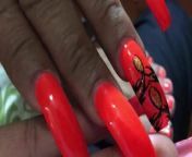 Latina with sexy long orange(different design) nails from www long designer amma