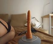 Big butt blondie shaking her ass and riding dildo on a plexi chair from rugha