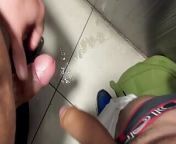 Public toilet jerk and wank with a hot bear guy! huge dick! from bear guy sex