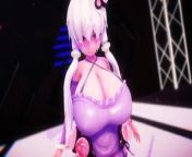 MMD Yuzuki Yukari and breast expansion song (Vocaloid) from belly and breast expansion