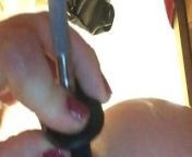 Butt slut takes knife sharpener in ass from girl belly stab by knife horror naked video