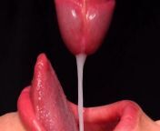 Hot Blowjob with Condom, Then Breaks It and Takes All the Sperm in His Mouth from lipstick blowjob