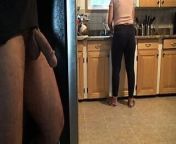Stepmom almost caught me but finally I CUM over her ass!!! from busty stepmom finally gets her with her stepson