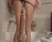 She had to wash a dildo but ended up playing with all of her holes from bath soapy fuck sex