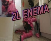 Self Bondage 2 Litre Enema Hand Cuffed to Toilet in Chastity and Gagged from sissy boyxx seema boobs