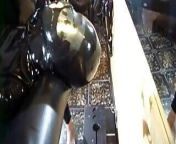BDSM hardcore on the latex swing from latex female mask hard sex