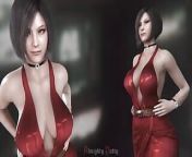 Ada Wong In a Fancy Red Dress Has Big Tits That Bounce When She Walks from ada wong in a hole