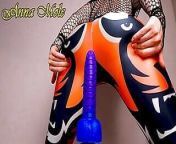 PAWG in spandex leggings shakes her ass and rides a big ribbed dildo from skiny tight pussy big huge monester cock fuck vedii