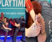 Captain Marvel Foot Fetish with Husband Watching (Spiderman) - Playtime Cosplay from captain marvel