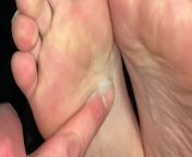 Foot fetish masturbation, cumshot massage below those feet. from below teen sex
