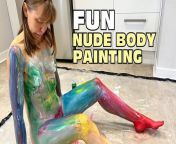 Nude Body Painting - Bursting with colour, I paint my whole nude body from nude body art
