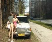 Babe gets fucked on the street while cars passing by from pass new