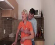 Viviana & Dieter skinny hairy granny in kitchen with Dieter from viviana castrillon topless