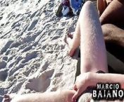 Outdoor sex on a nudist beach in Bahia from indian girl getting gangbanged