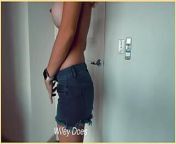 Wifey looks amazing in a pair of daisy duke shorts - then strips to put on a nude show from nude pair in