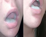 Pulsating oral creampie. Full mouth cum swallow from amateur cum swallow mouth cum while sucking blowjob