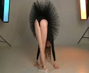 Flawless beauty ballerina Annett A with a flexible magnificent female body poses for me in a black stage costume. P-1(6) from old topless girl models