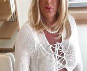 Amateur crossdresser Kellycd2022 sexy milf on holiday masturbating and cumingin white seamless pantyhose from xxx shemale nude cuming in the asshol