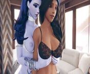 Widowmaker Touching Ana Amari from ana touche loves getting old man cock inside her