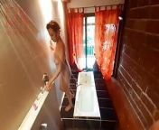 Voyeur. Housewife washes in the shower with soap, shaves her pussy in the bath. 2 1 from indian housewife nude bathing secret 3gp videosom and uncle sex