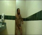 Bear Guy Jerks Off in Truckstop Shower from bear guy sex