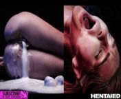 Real Life Hentai - Incredible Redhead fucked & impregnated from incredibly kinky alien larva impregnated a poor 3d brunette