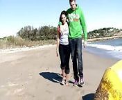 A hot German girl getting her holes stretched on the public beach from sexy girl getting wild