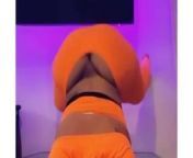 Ghetto Barbie twerking in orange jumpsuit and hoodie from big ass
