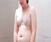 Shower in toilet bathroom from pregnant arab babe play pussy