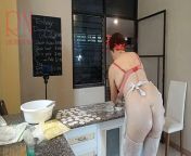 Nudist housekeeper Regina Noir cooking in the kitchen. Naked maid makes dumplings. from full movie family nude beach