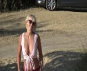 Naked blonde on a Nude beach. Masturbating and pissing. from cindyangel