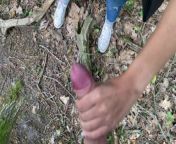A stranger with big boobs jerks me off in the woods 4K from www sex vide com