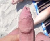 Risky Public Cumshot and Walk Naked on a Beach - Cum on Tits from noa kirel sucking dick naked