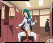 3D HENTAI High schoolgirl fucks in the locker room after school from 高中
