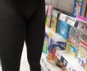 Candid See Through Leggings in a Shopping Mall - Thick Booty and Cameltoe View from centr
