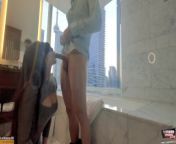 Hookup Sex with Horny Asian Classmate in the Deluxe Suite Bathroom from 圣地亚哥找楼凤【linetpk58】约炮做爱 ekd