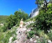 Girl nudist naturist exhibitionist walking in the mountains from pth camkitty nudism