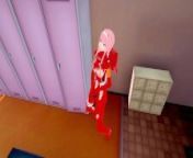 Zero Two in exoskeleton caresses her pussy, shakes and cums | womens locker room [3d hentai] from opanxx