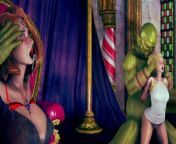 beautiful girls enjoy to gangbang with the huge monsters. from 3d alien