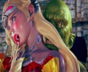 Justice powerful heroine battle to darkness goblin - 3d hentai animation from sautka heroin