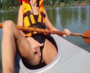 PRETTY WOMAN PUBLICLY PLAYS WITH HER PUSSY ON A KAYAK AT GREAT RISK OF BEING CAUGHT! from woman publicly stripped