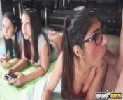 BANGBROS - Mia Khalifa's Video Game Night With Rachel Rose & Tiffany Valentine from first night video s