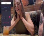 Cumming hard in public restaurant with Lush remote controlled vibrator from milf vika cum hard from anal with her lover while her husband misses her at work