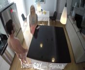 NANNYSPY Step Father Pounds Blonde Skinny Pussy In The Kitchen from ewsa