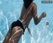 Latina petite average babe Lia nude in pool from xxxxxx swim