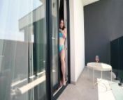 Great slobbery blowjob and hot fuck with sexy girl on the balcony 4K 60FPS from bangladeshi girl free outdoor porn bf scxy xxx comreast massage